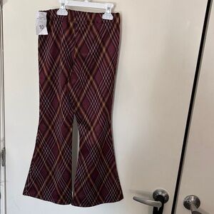 Bonnie Jean Plaid Kids Bottoms - Burgundy and Yellow